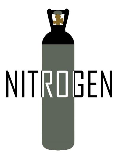 Compressed nitrogen stored in a gas cylinder