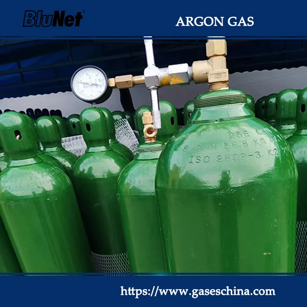 High-pressure industrial argon gas cylinders used for welding and shielding applications