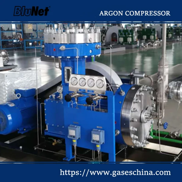 BluNet argon gas compressor built to API 618 for ultra pure argon compression in petrochemical and electronic gas systems