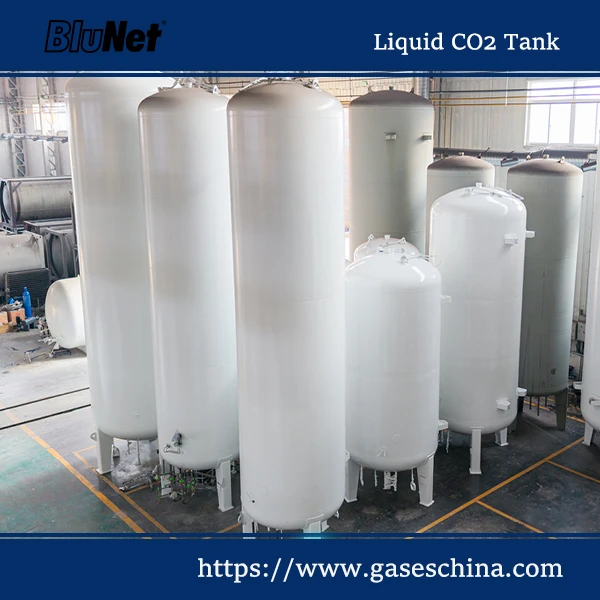 BluNet liquid carbon dioxide storage tanks technical specifications and capacities