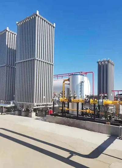 LNG regasification system showing cryogenic tank, vaporizer, pressure control, and BOG management