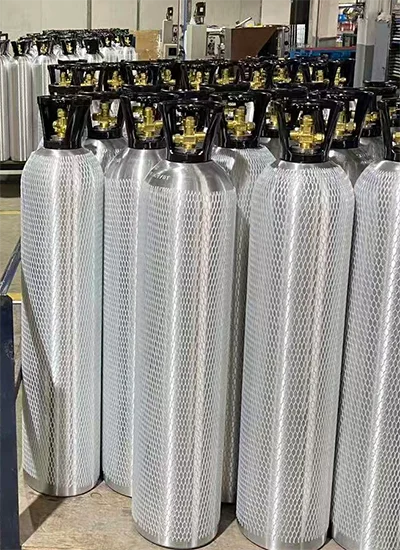 Lightweight aluminum gas cylinders for oxygen, nitrogen, argon, and industrial gas storage and transport