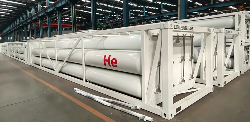 tube trailer helium system for high-pressure helium gas transport in aerospace, semiconductor, and medical industries