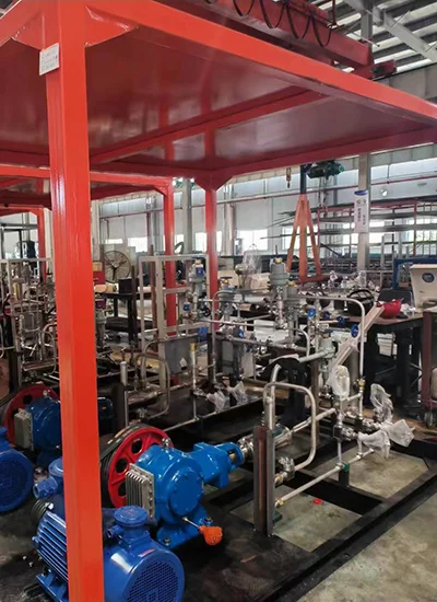 LNG pump skid package for cryogenic LNG transfer system with skid mounted pumps, valves, and piping
