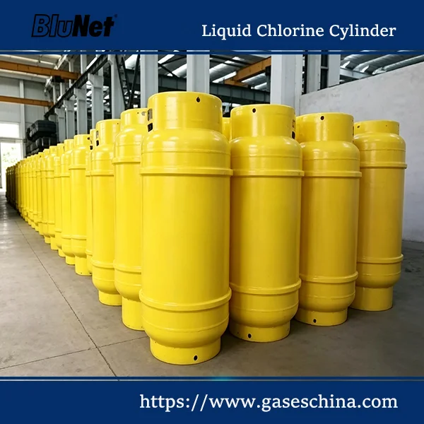 BluNet chlorine cylinder manufactured for safe chlorine gas storage and transport in water treatment and industrial plants