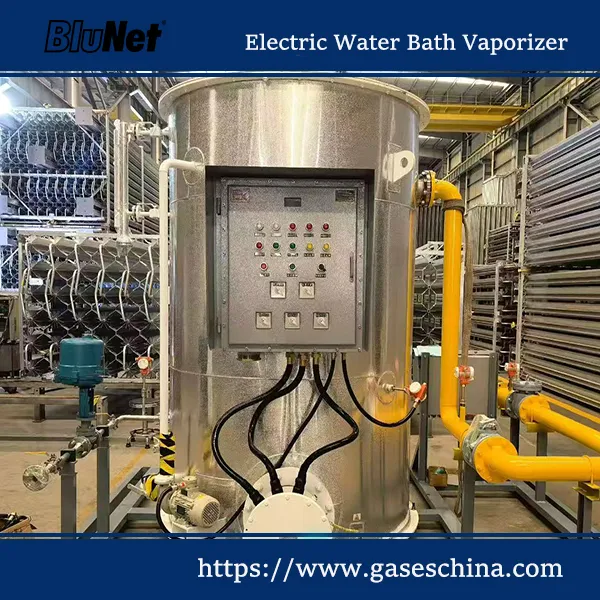 Electric water bath vaporizer working principle for cryogenic liquid gasification
