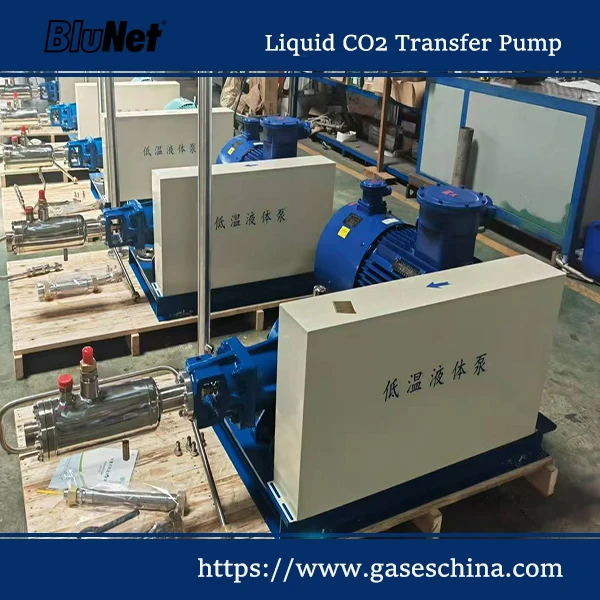 High pressure liquid CO2 pump for cylinder filling and industrial gas supply systems