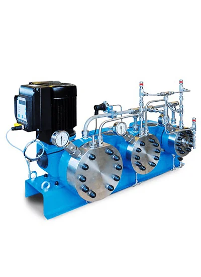 Diaphragm compressor showing the diaphragm separating the gas chamber from the hydraulic system