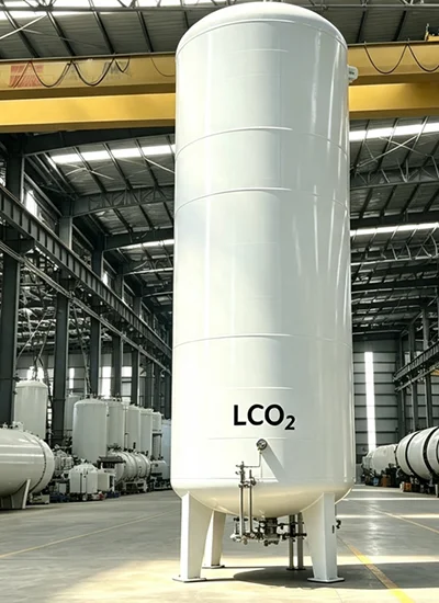 Liquid CO2 storage tank for bulk carbon dioxide storage