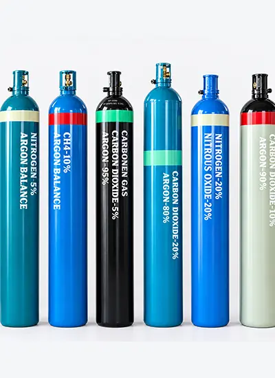 Welding gas mixture cylinders for industrial welding applications
